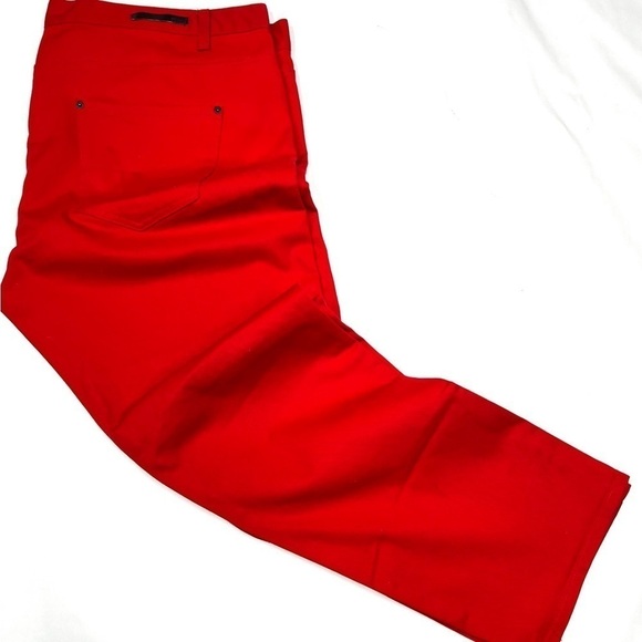 RED JEANS W50 x L34 with Black Details on Front - Picture 3 of 7